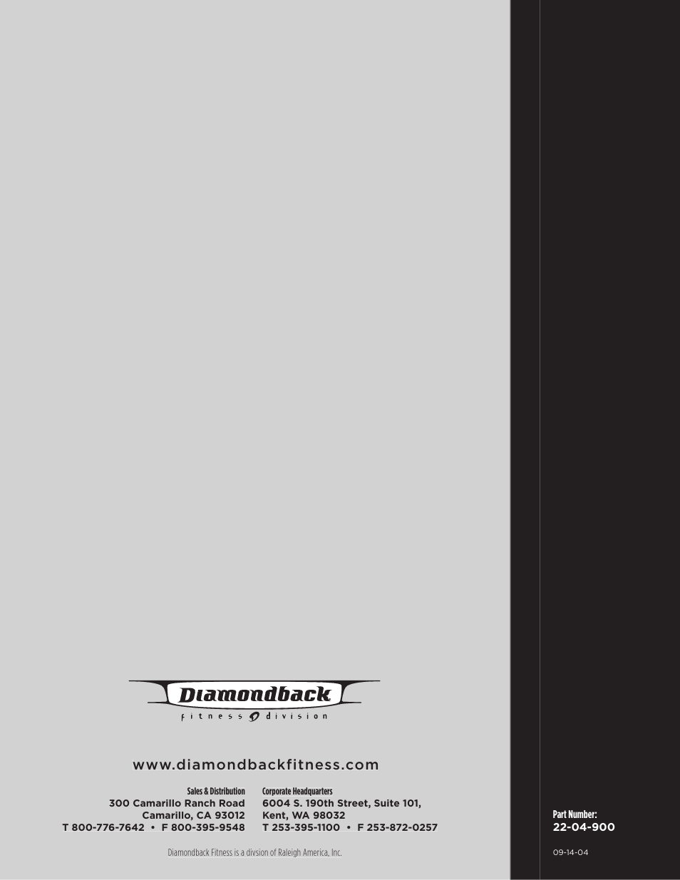 Diamondback Fitness 400Ub User Manual | Page 24 / 24