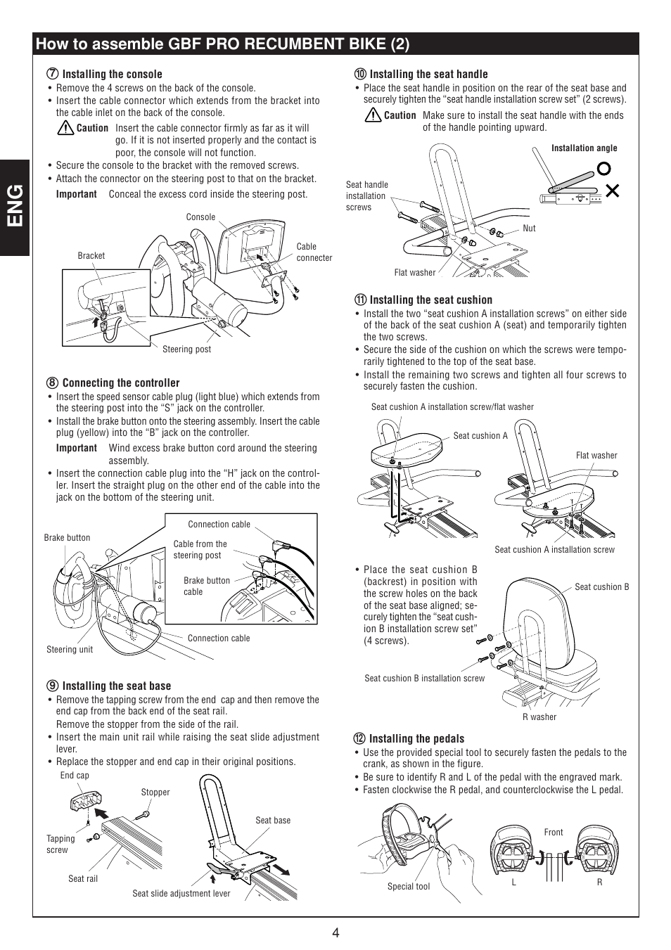 How to assemble gbf pro recumbent bike (2) | CatEye GAMEBIKE GB-300R User Manual | Page 4 / 24