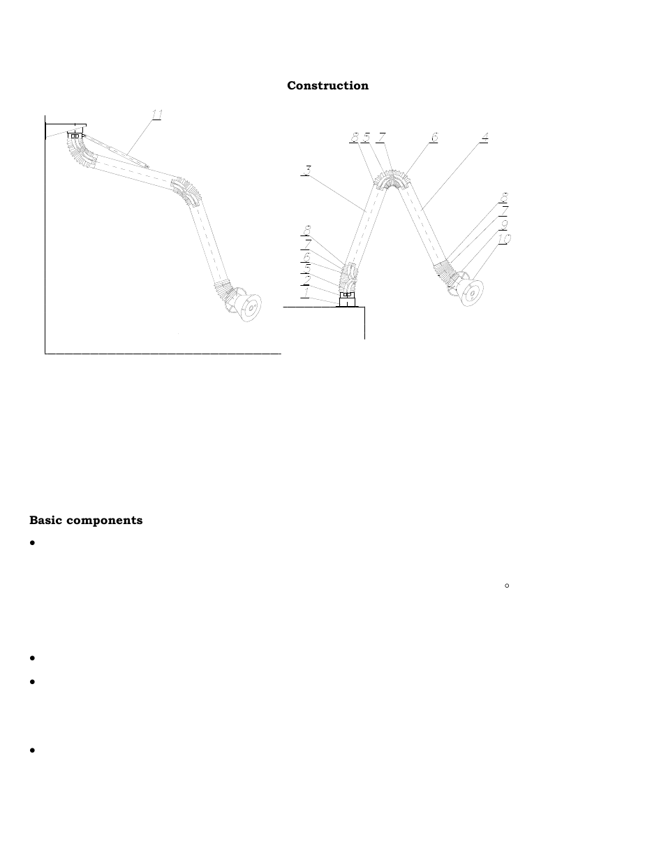 Construction, Basic components, Enviroflex® snorkvac™ – bench mounted arm | ENVIROMAC 103 Snorkvac User Manual | Page 8 / 44
