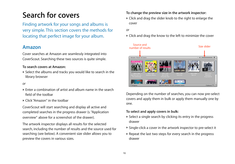 Search for covers, Amazon | equinux CoverScout 2.3.10 User Manual | Page 16 / 22