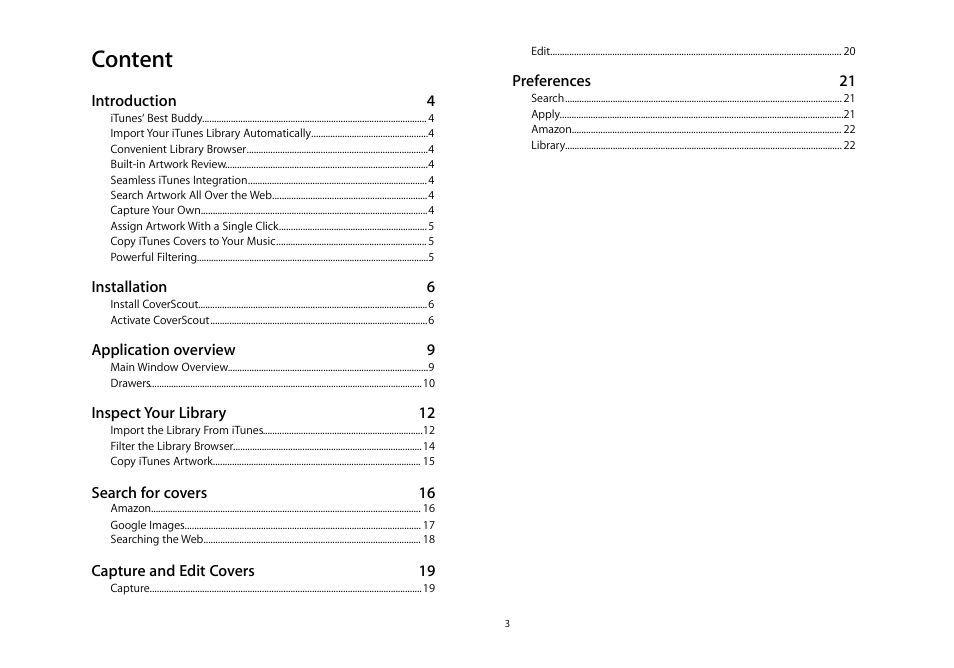 Content | equinux CoverScout 2.3.10 User Manual | Page 3 / 22