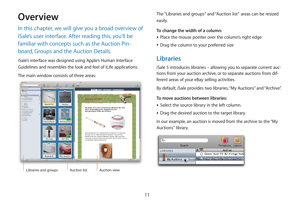 Overview, Libraries | equinux iSale 5.9.7 User Manual | Page 11 / 92