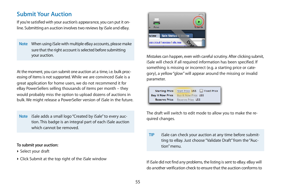 Submit your auction | equinux iSale 5.9.7 User Manual | Page 55 / 92
