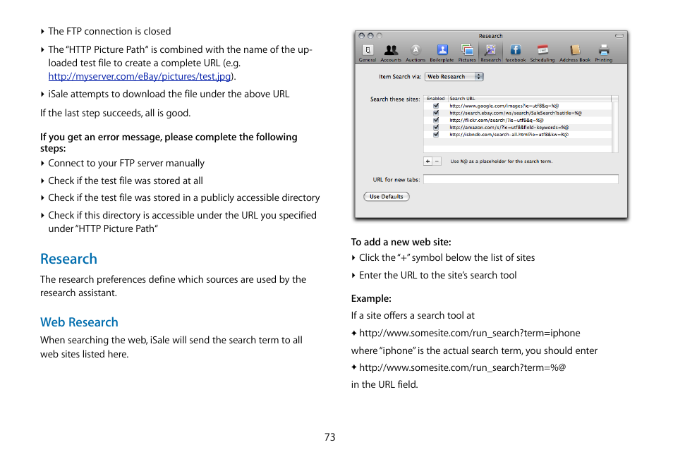 Research, Web research | equinux iSale 5.9.7 User Manual | Page 73 / 92