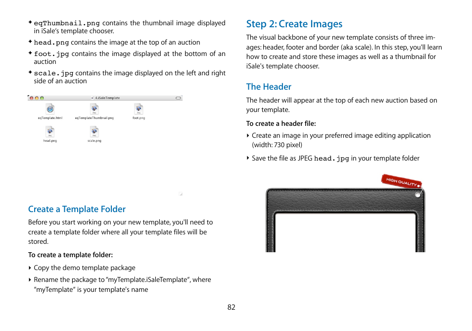 Step 2: create images, Create a template folder, The header | equinux iSale 5.9.7 User Manual | Page 82 / 92
