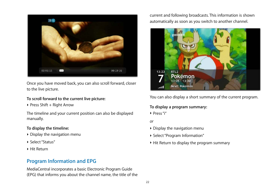 Program information and epg | equinux MediaCentral 2.8.10 User Manual | Page 22 / 46