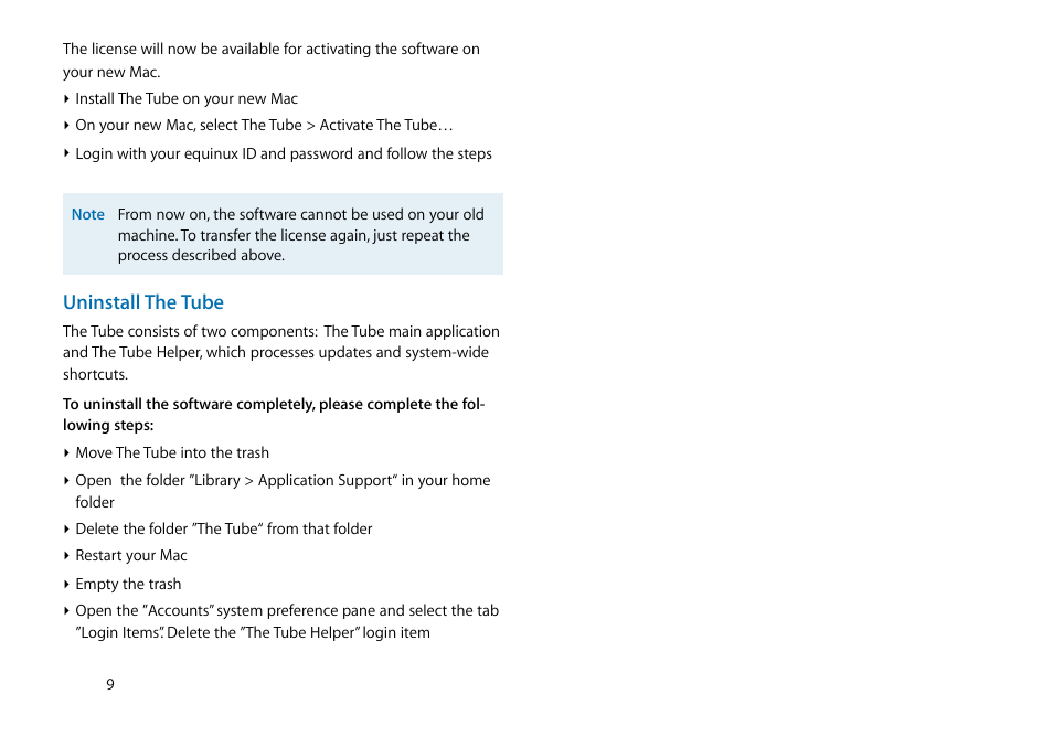 Uninstall the tube | equinux The Tube 2.11.4 User Manual | Page 9 / 58