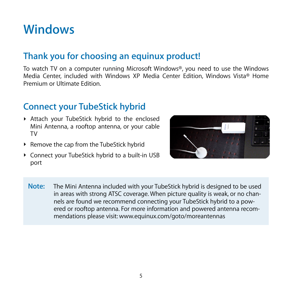 Windows, Connect your tubestick hybrid | equinux TubeStick Hybrid User Manual | Page 5 / 8