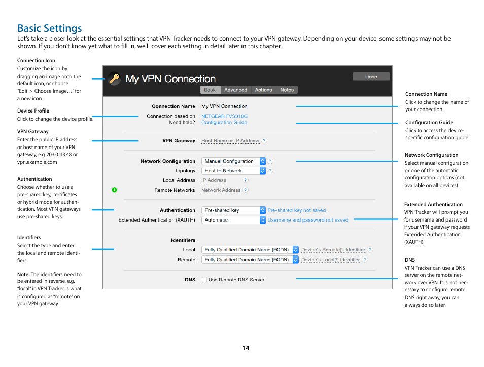Basic settings | equinux VPN Tracker 8.1.1 User Manual | Page 14 / 83