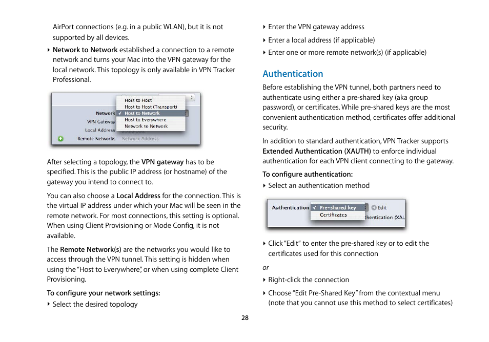 Authentication | equinux VPN Tracker 5.4.4 User Manual | Page 28 / 47