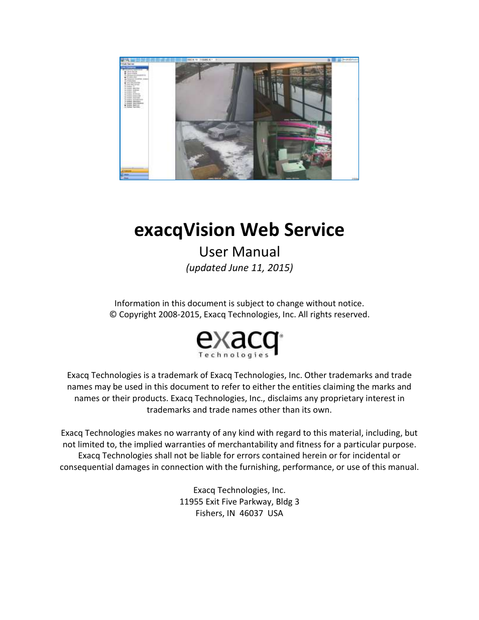 Exacq exacqVision Web Service User Manual User Manual | 24 pages