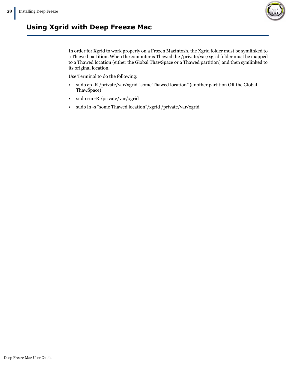 Using xgrid with deep freeze mac | Faronics Deep Freeze Mac User Manual | Page 28 / 66