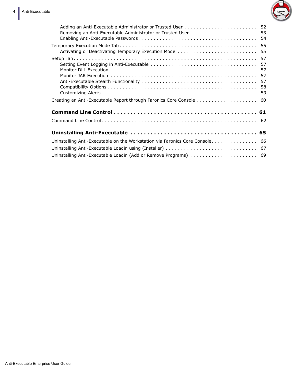 Faronics Anti-Executable Enterprise/Server User Manual | Page 4 / 70