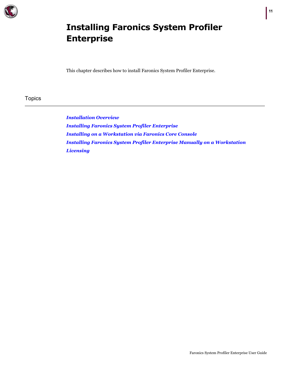 Installing faronics system profiler enterprise | Faronics System Profiler Enterprise User Manual | Page 11 / 48