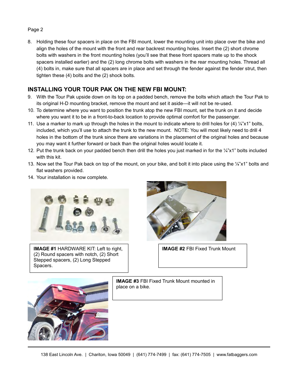 Fat Bagger 500 REMOVABLE TOURPAK MOUNT User Manual | Page 4 / 9