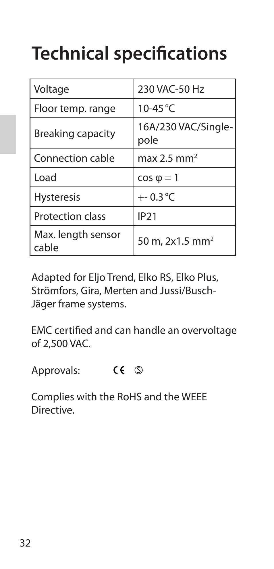 Technical specifications | Fenix Therm 105 User Manual | Page 34 / 84