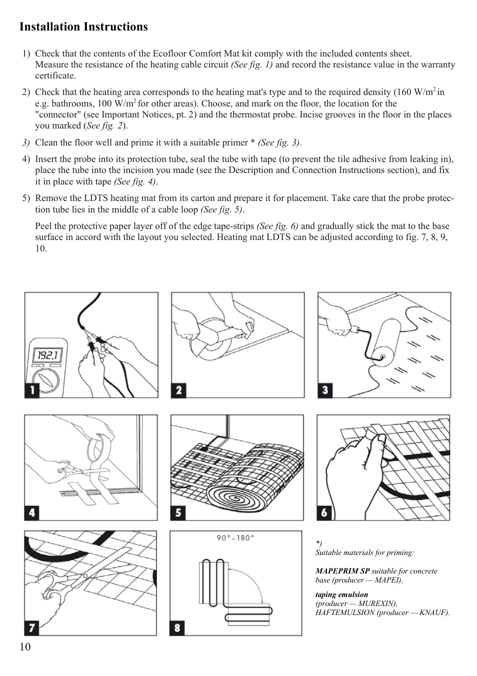 Installation instructions | Fenix ECOFLOOR Comfort Mat User Manual | Page 10 / 24