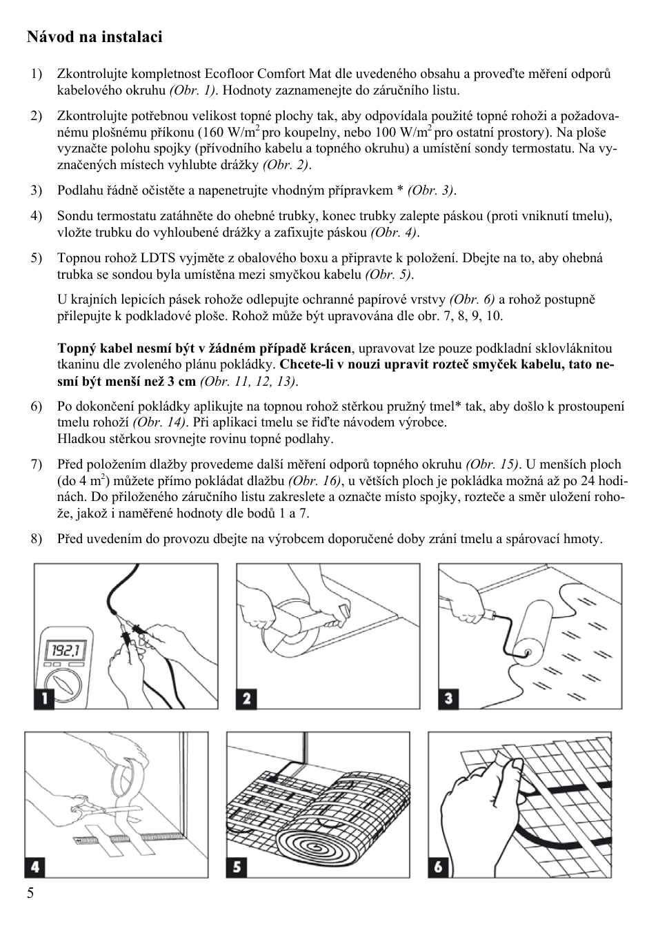 Návod na instalaci | Fenix ECOFLOOR Comfort Mat User Manual | Page 5 / 24