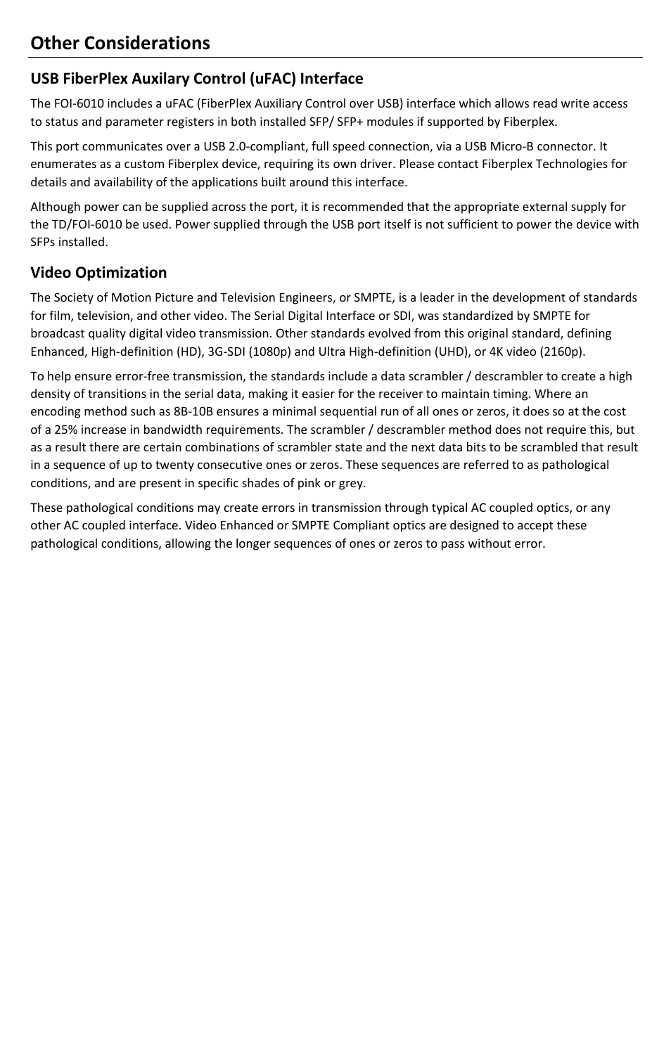 Other considerations | FiberPlex FOI-6010 User Manual | Page 12 / 16