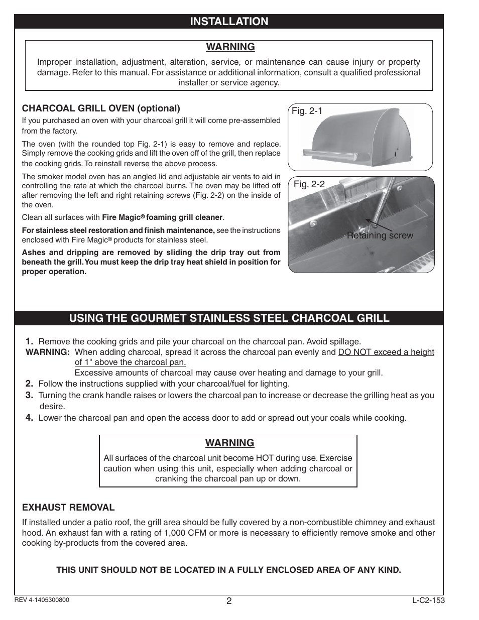Fire Magic Gourmet Stainless Steel Charcoal Barbecue User Manual | Page 2 / 10