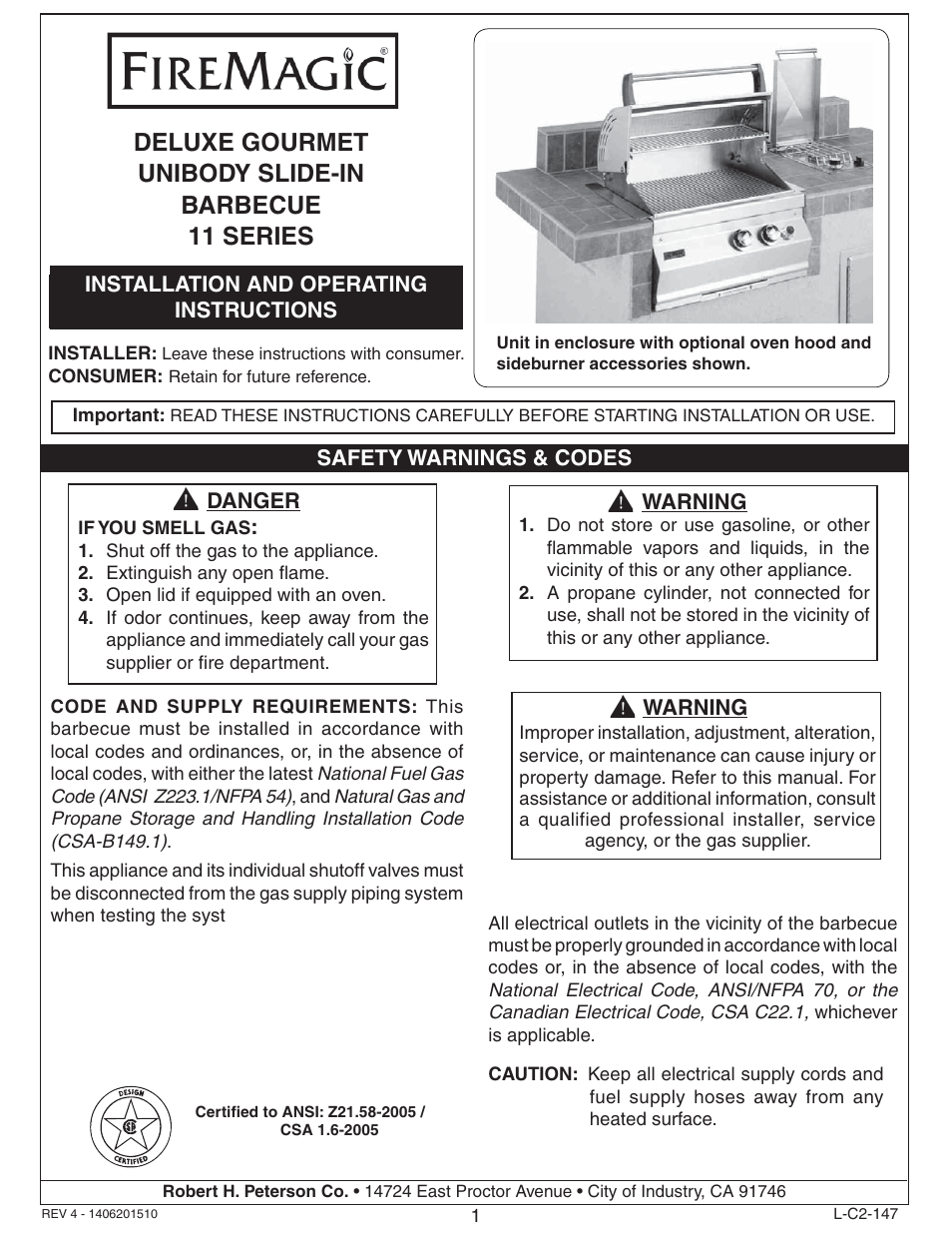 Fire Magic Deluxe Gourmet Unibody Slide-In 11 Series User Manual | 20 pages