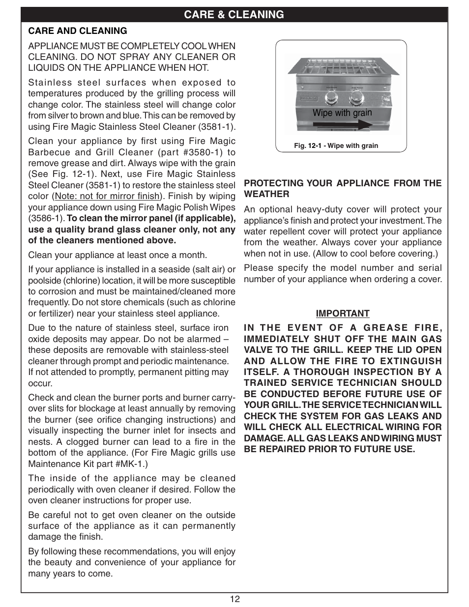 Fire Magic Gourmet Power Burner Slide-In User Manual | Page 12 / 16