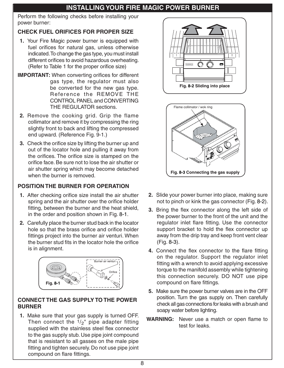 Installing your fire magic power burner | Fire Magic Gourmet Power Burner Slide-In User Manual | Page 8 / 16