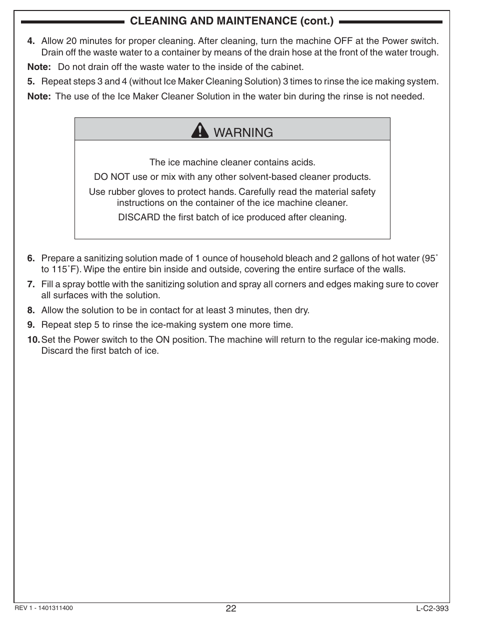 Warning | Fire Magic 3593 New Ice Maker User Manual | Page 22 / 28