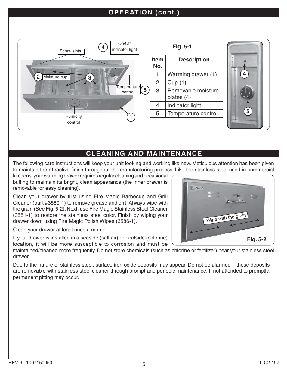Fire Magic 33830-SW Electric Warming Drawer User Manual | Page 5 / 6