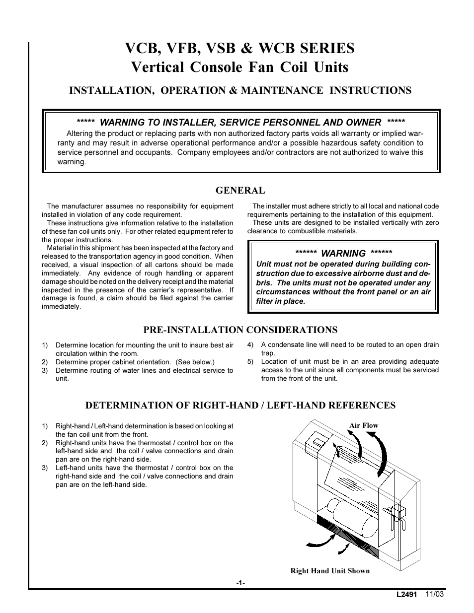 First Co VCB User Manual | 4 pages