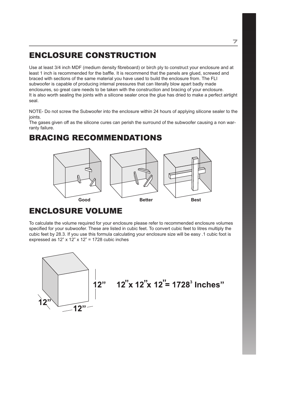 Enclosure construction, Enclosure volume | Fli Audio FF10-F5 User Manual | Page 7 / 12