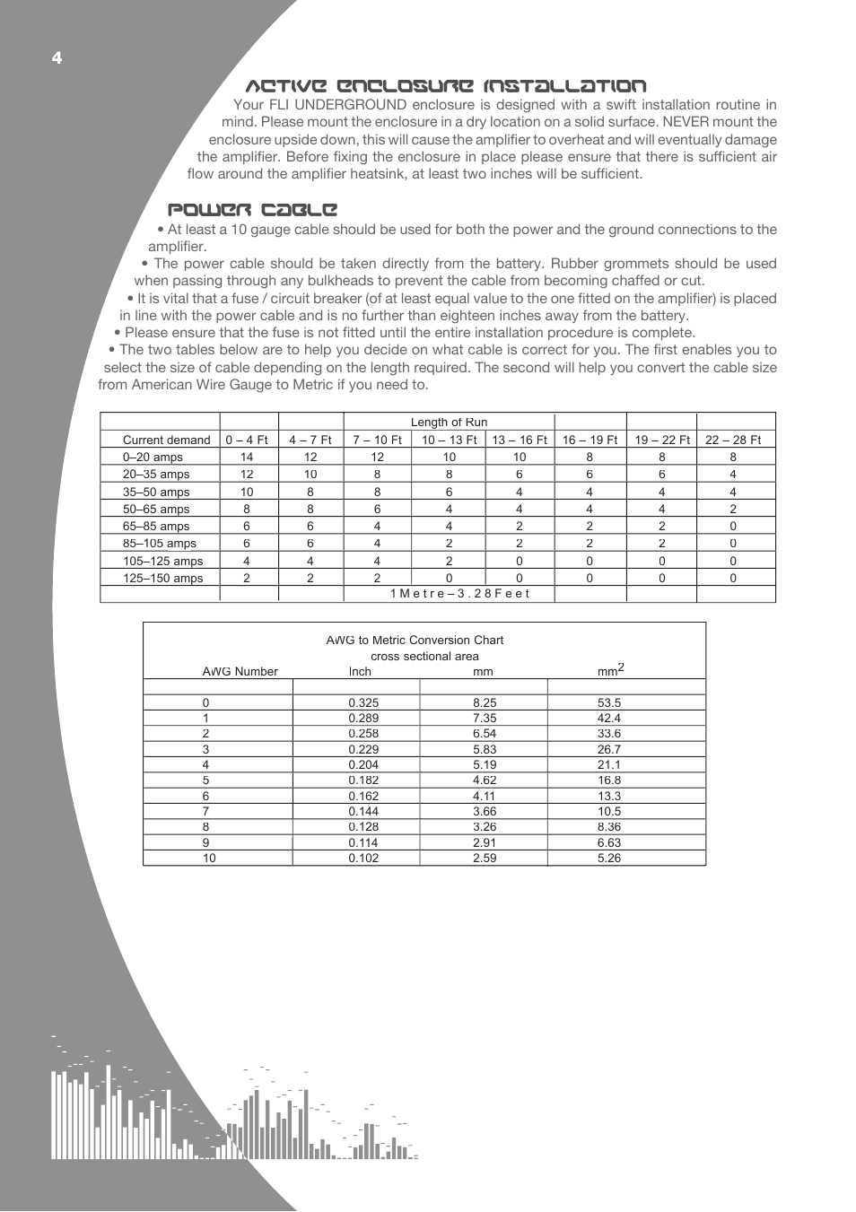 4active enclosure installation, Power cable | Fli Audio FU10A User Manual | Page 4 / 12