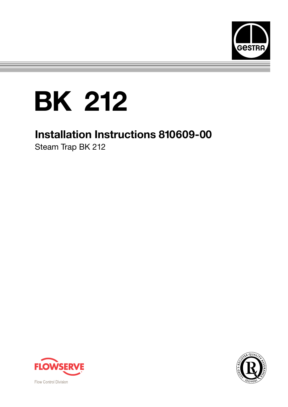 Flowserve BK 212 User Manual | 14 pages