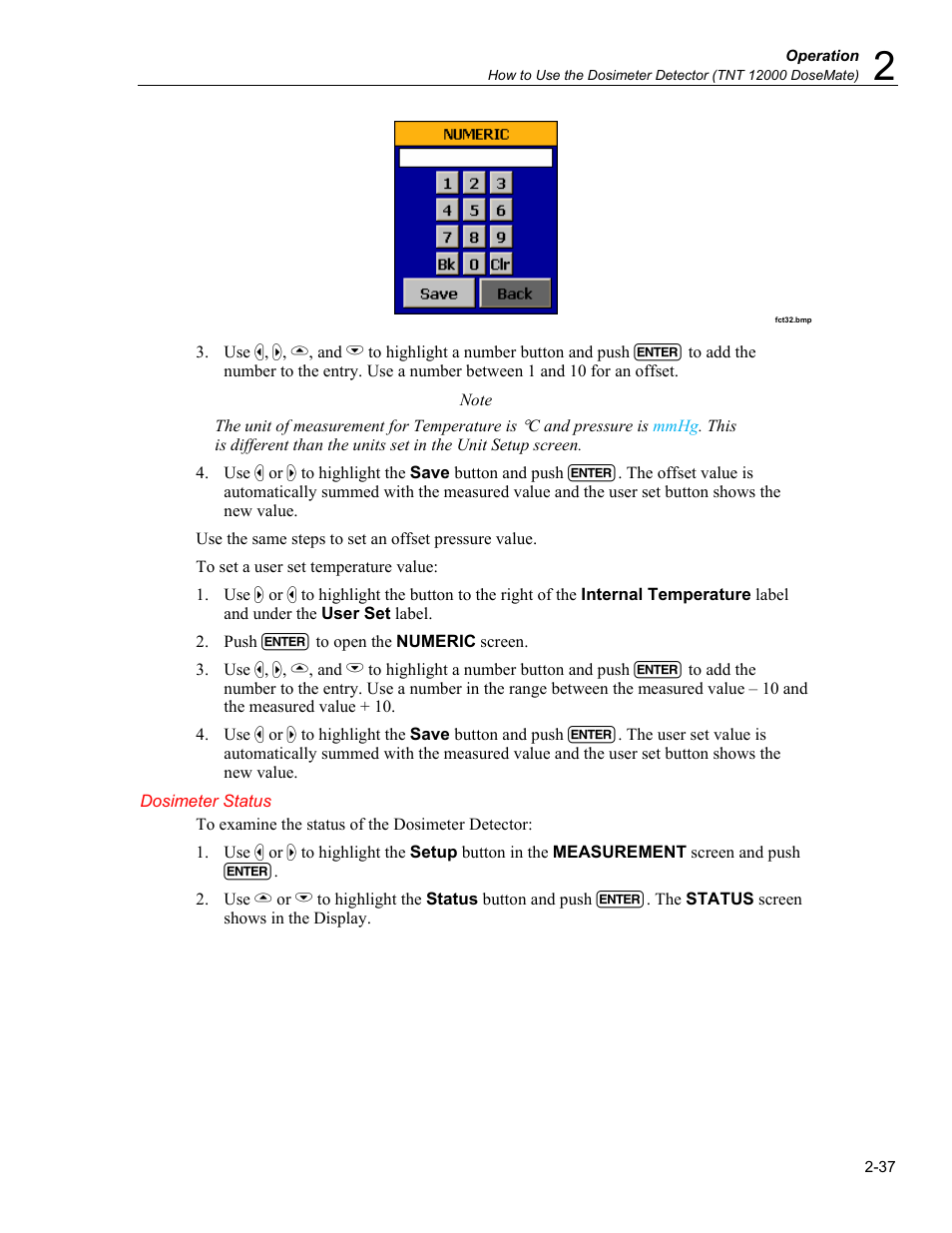 Dosimeter status | Fluke Biomedical TNT 12000 User Manual | Page 65 / 138