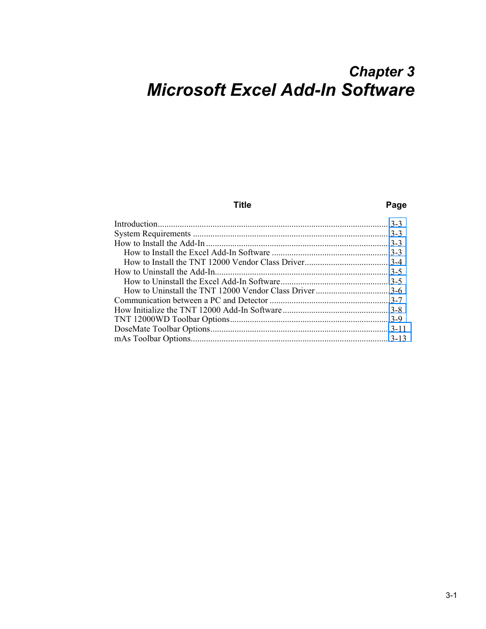 Microsoft excel add-in software, Chapter 3 | Fluke Biomedical TNT 12000 User Manual | Page 77 / 138