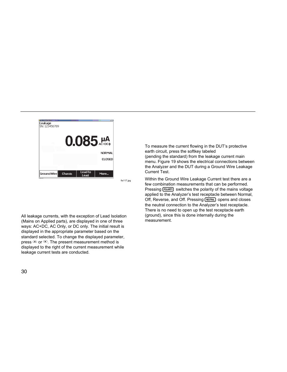 Measuring earth leakage current | Fluke Biomedical ESA612 User Manual | Page 44 / 88