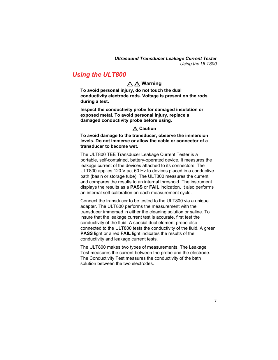 Using the ult800 | Fluke Biomedical ULT800 User Manual | Page 17 / 26