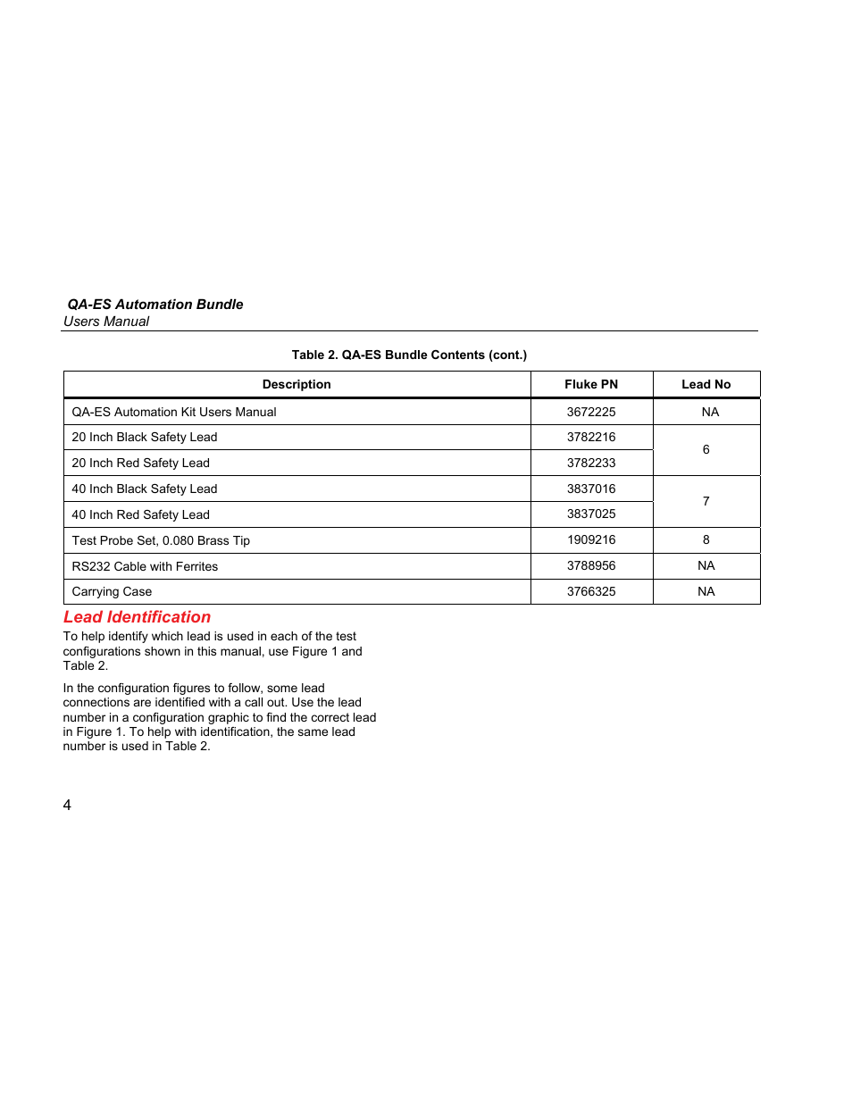 Lead identification | Fluke Biomedical QA-ES Automation Bundle User Manual | Page 12 / 26