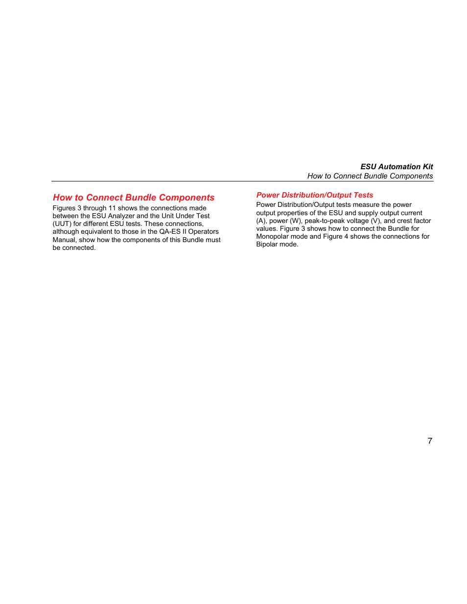 How to connect bundle components, Power distribution/output tests | Fluke Biomedical QA-ES Automation Bundle User Manual | Page 15 / 26