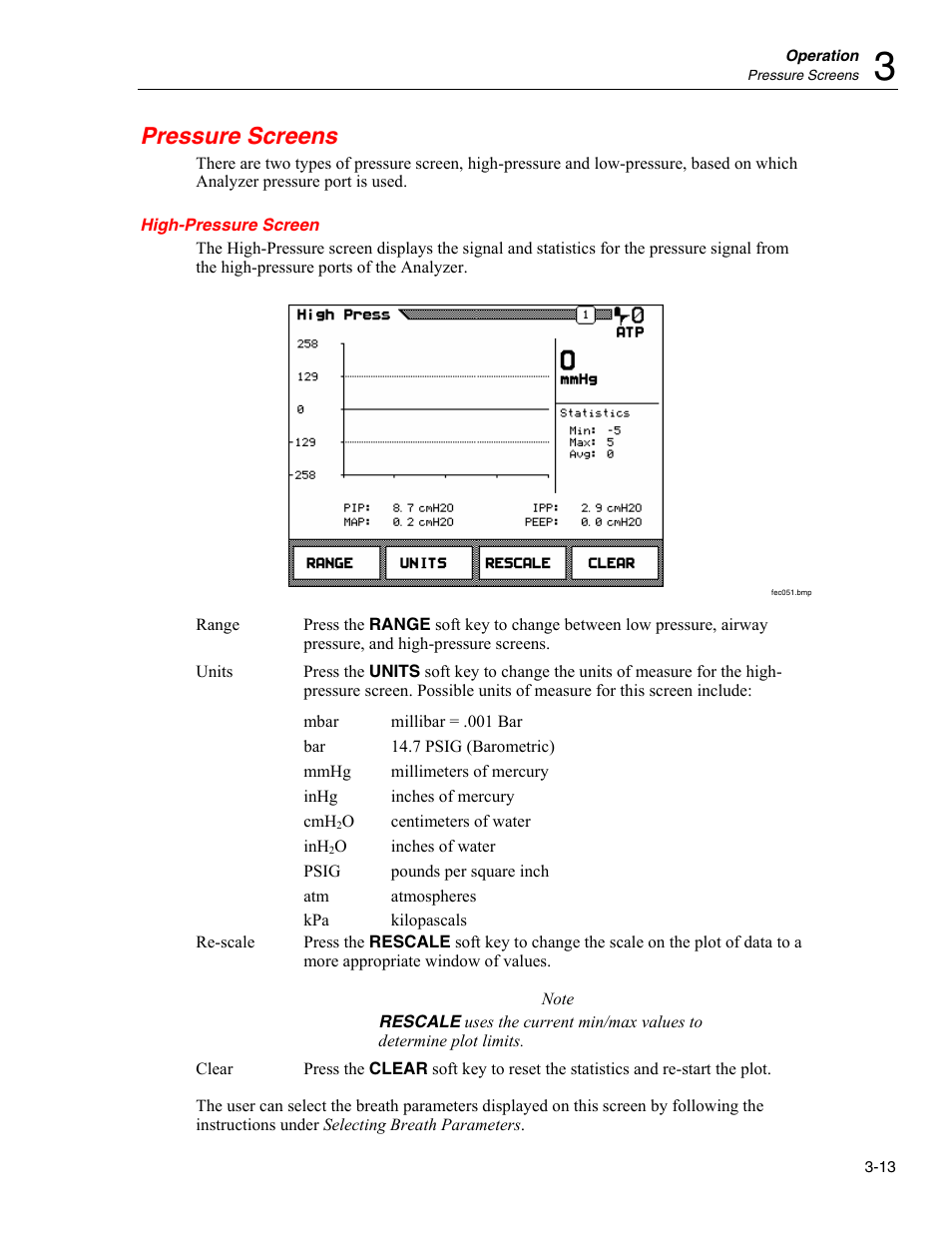 Pressure screens, High-pressure screen | Fluke Biomedical VT Plus HF User Manual | Page 63 / 142