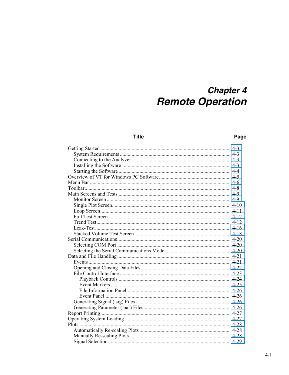 Remote operation, Chapter 4 | Fluke Biomedical VT Plus HF User Manual | Page 85 / 142