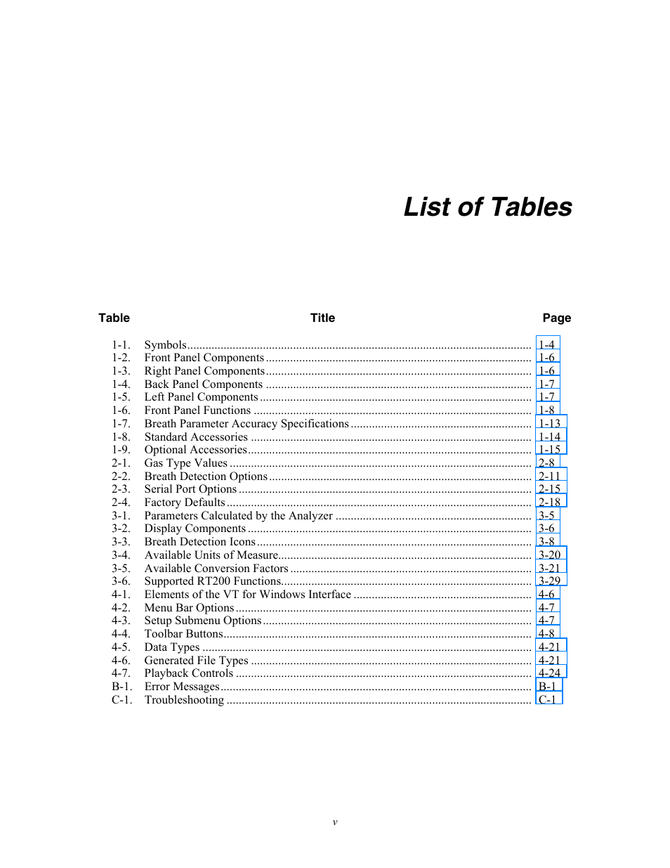 List of tables | Fluke Biomedical VT Plus HF User Manual | Page 9 / 142