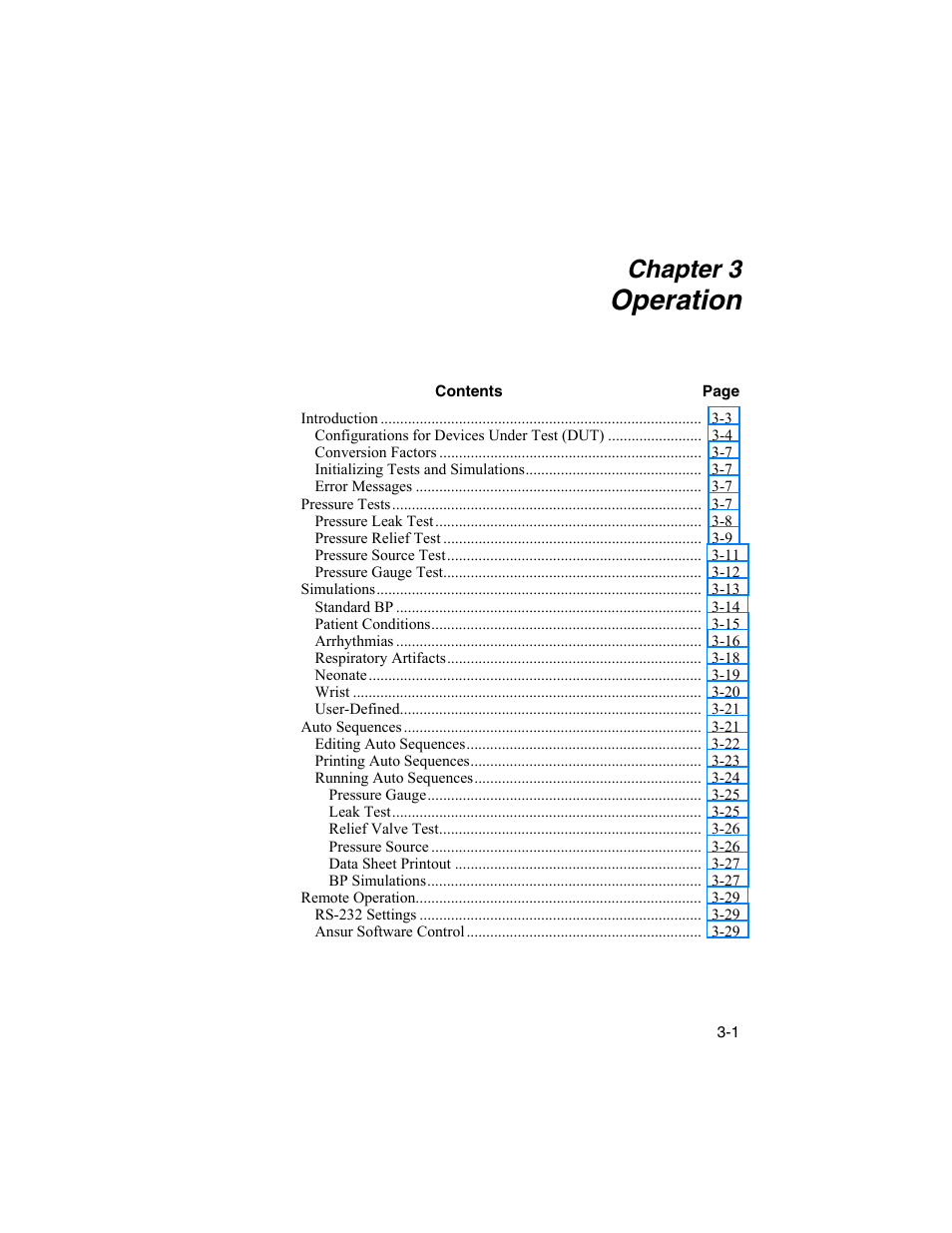 Operation, Chapter 3 | Fluke Biomedical BP Pump 2 User Manual | Page 37 / 82