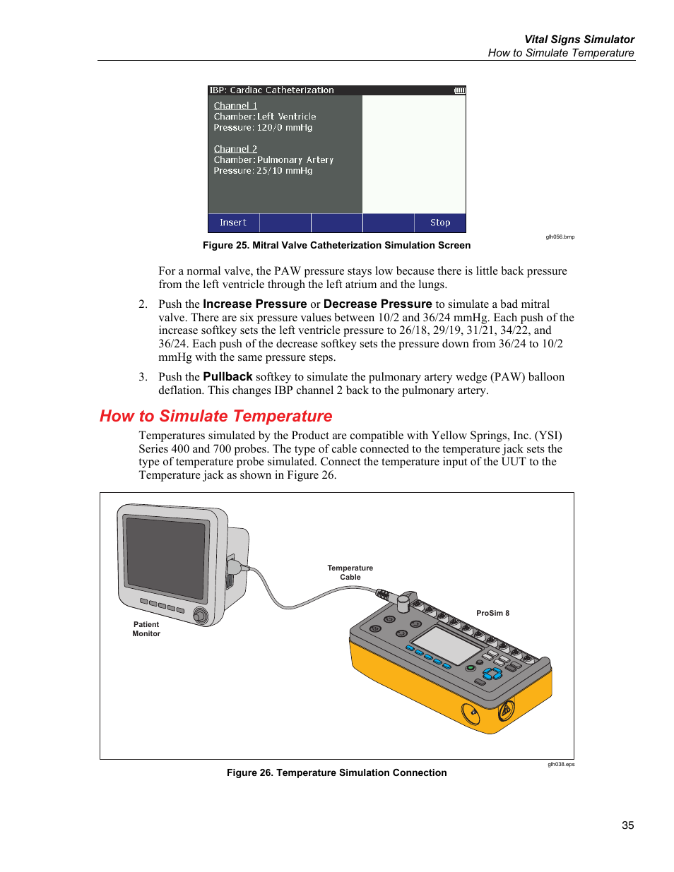 How to simulate temperature | Fluke Biomedical ProSim 6 User Manual | Page 47 / 102