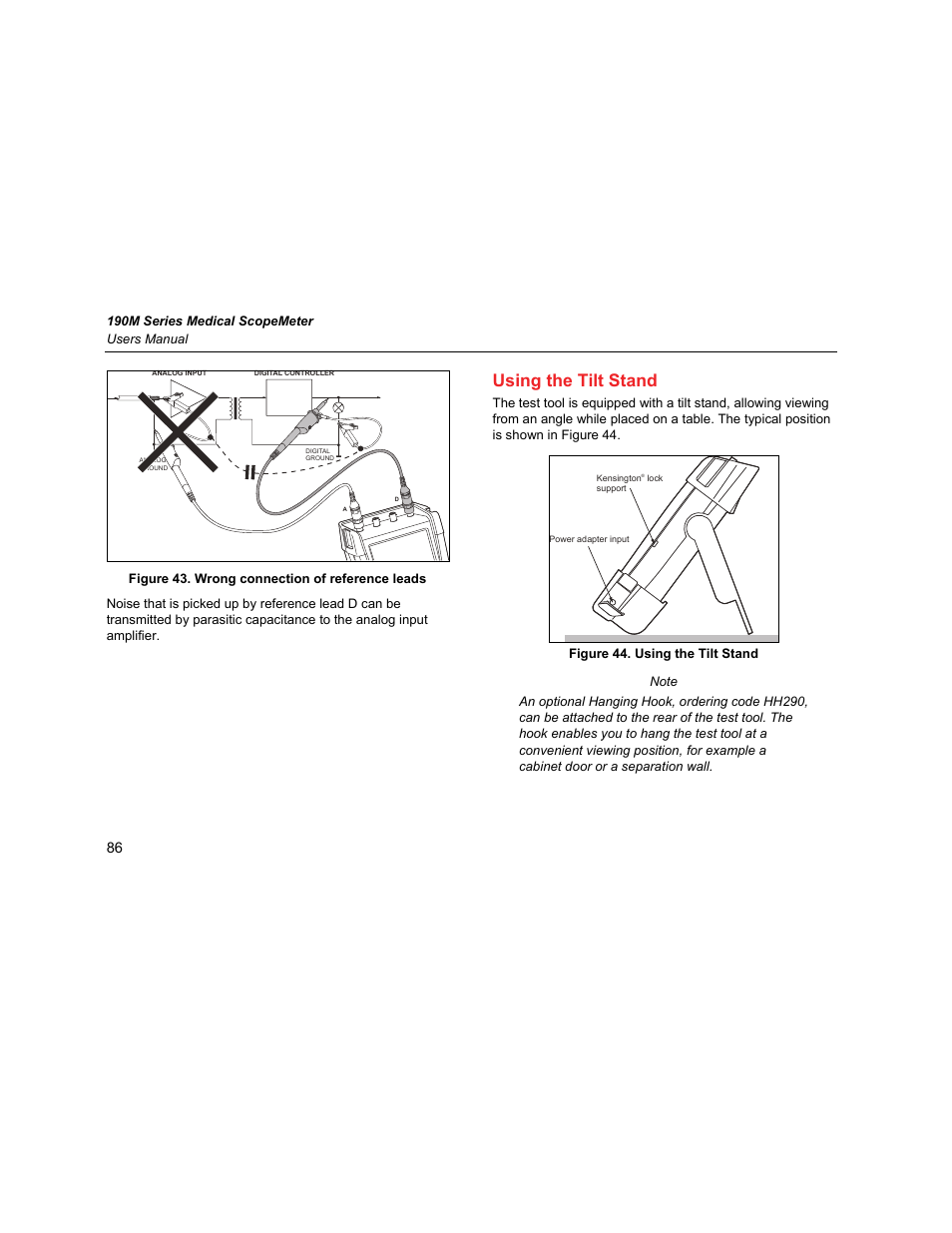 Using the tilt stand | Fluke Biomedical 190M User Manual | Page 96 / 160