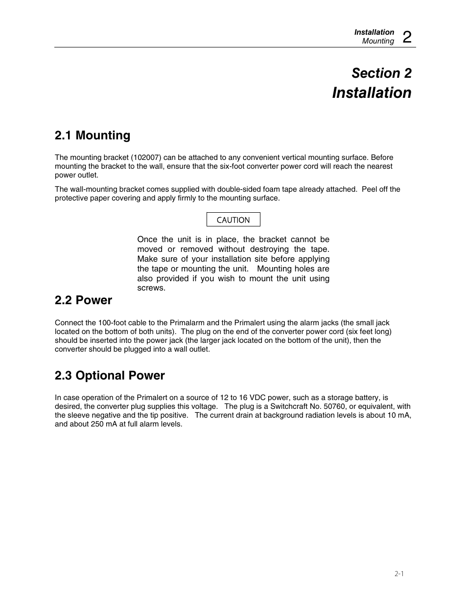 Installation, 1 mounting, 2 power | 3 optional power | Fluke Biomedical 05-434 User Manual | Page 7 / 10