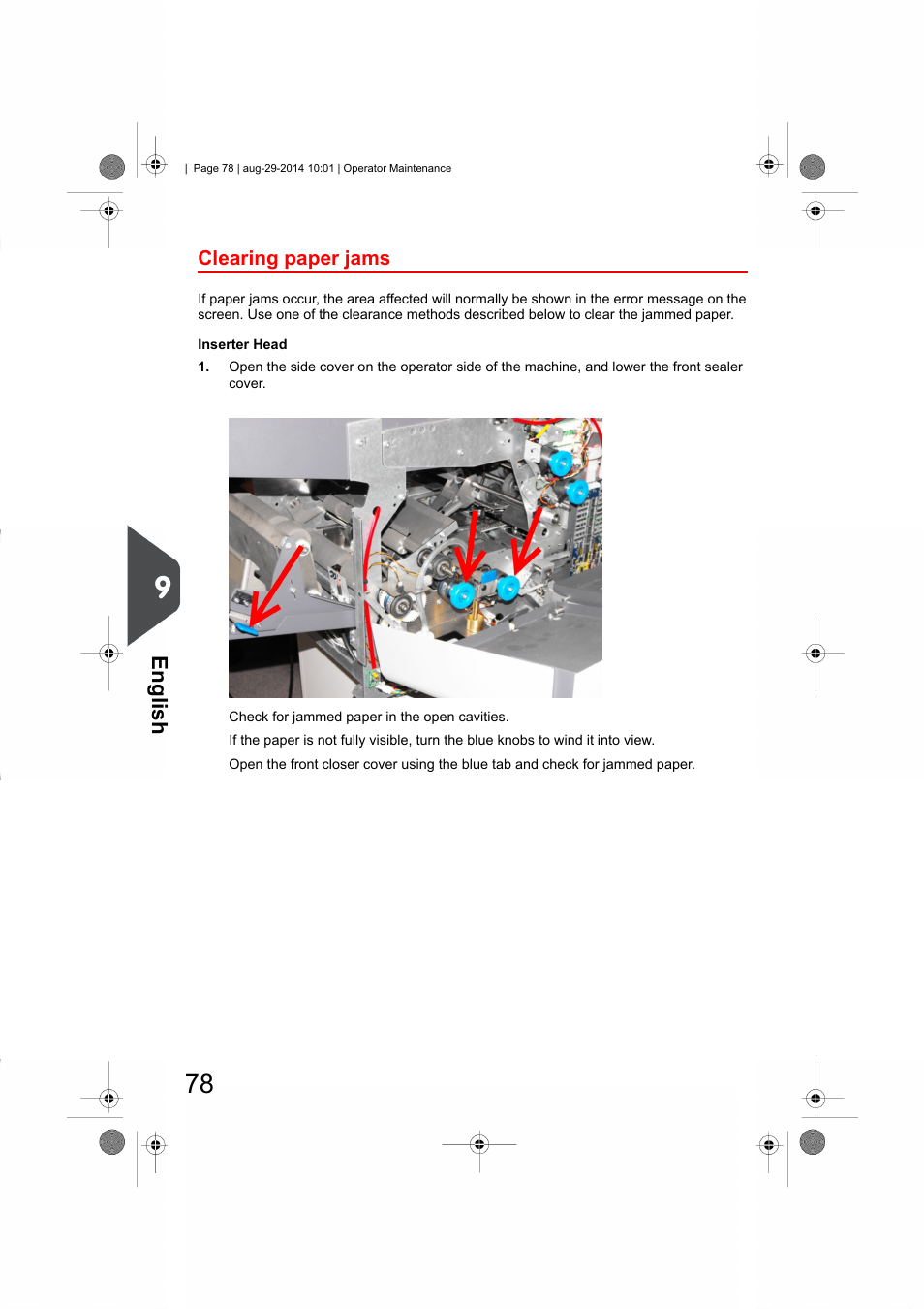 Clearing paper jams, English | Formax 7102/7102XT Series User Manual | Page 81 / 100