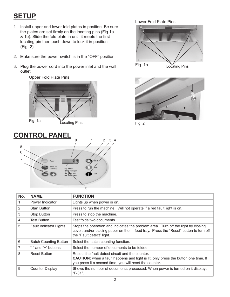 Setup, Control panel | Formax FD 340 User Manual | Page 6 / 13