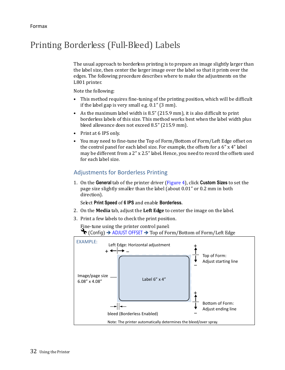 Printing borderless (full-bleed) labels | Formax ColorMaxLP Operator Manual User Manual | Page 32 / 86