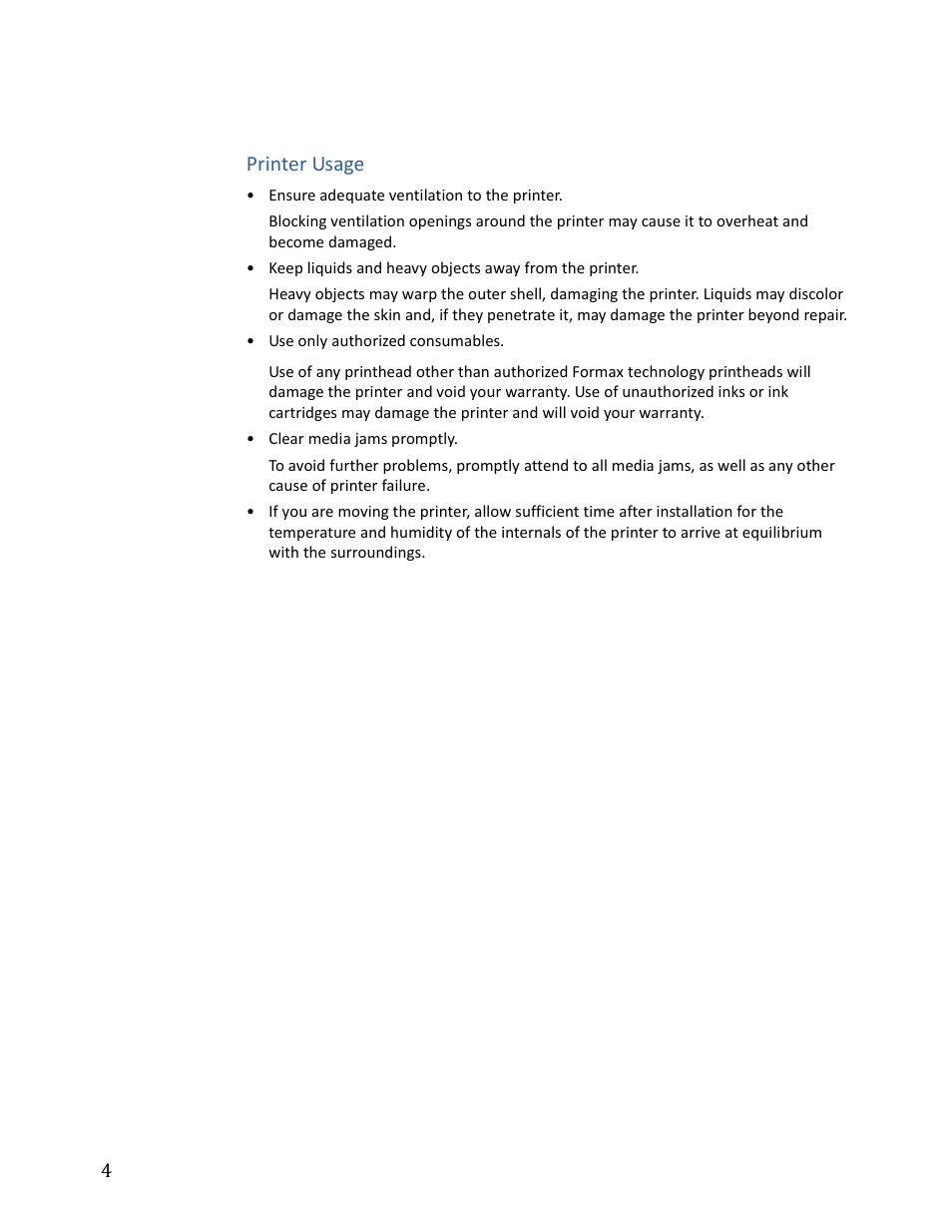 Printer usage | Formax ColorMaxLP Operator Manual User Manual | Page 4 / 86